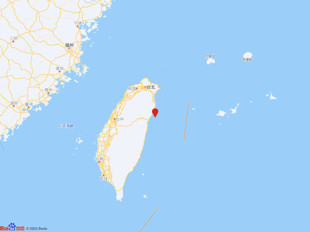 中国台湾（北纬24.26度，东经121.85度）发生4.0级地震